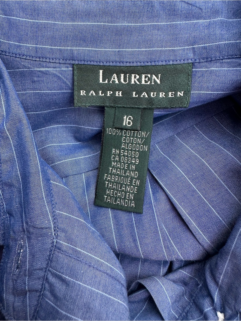 Ralph Lauren 100% Cotton Women’s Blue and White Striped Button-Down Shirt - Picture 6 of 8